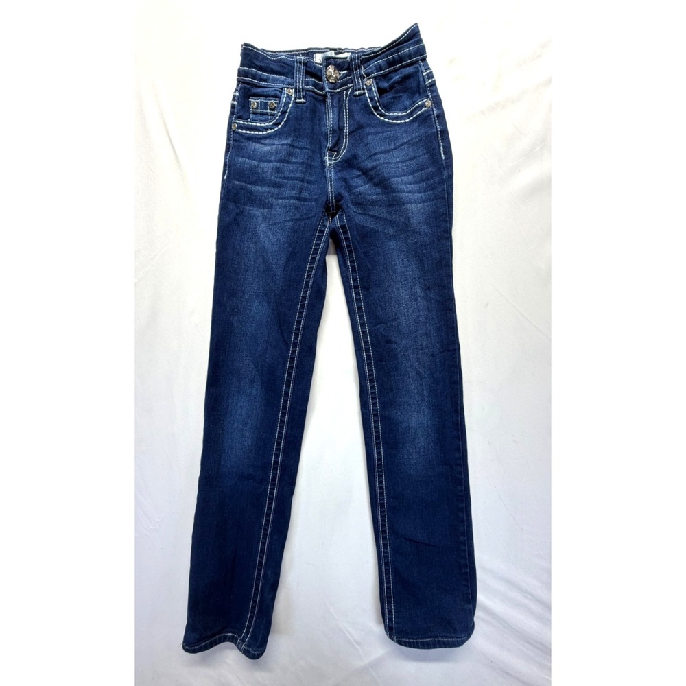 Y Jeans Los Angeles Jeans Womens 00 Blue Denim Mid Rise Rhinestone Back Pockets